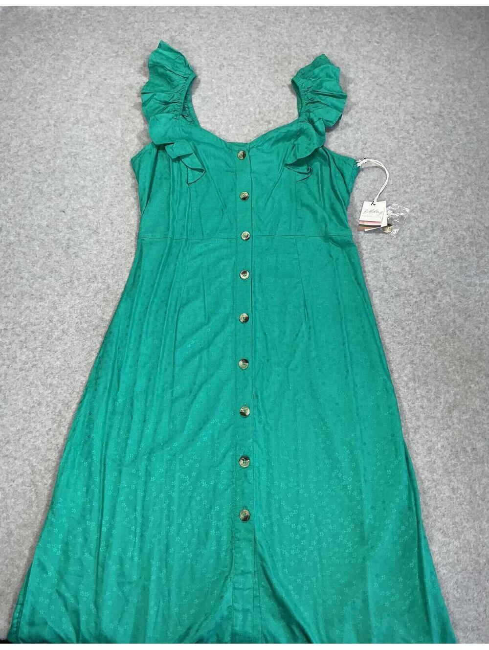 Billabong x Sincerely Jules Green Button Front Midi Dress Medium NWT - Picture 2 of 10